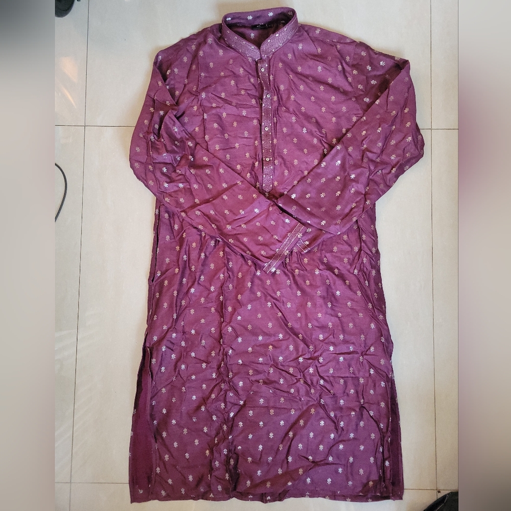 Purple Kurta with Silver Accents